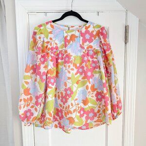 J.Marie Floral Balloon Sleeve Top Retro Sz Small EUC